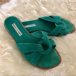 Timeless Suede Green Sandals